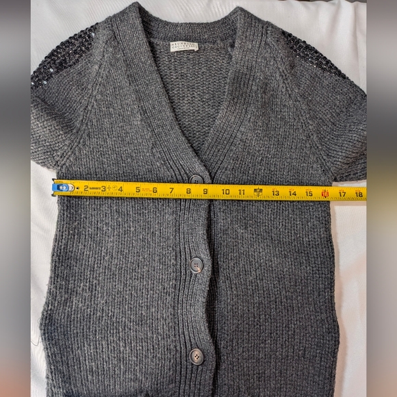 Brunello Cucinelli Long Button-Up Cardigan With Sequins In The Shoulders Size M - Picture 8 of 10